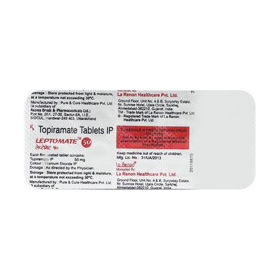Leptomate 50mg Tablet 10'S - Epilepsy/Convulsion-Ant
