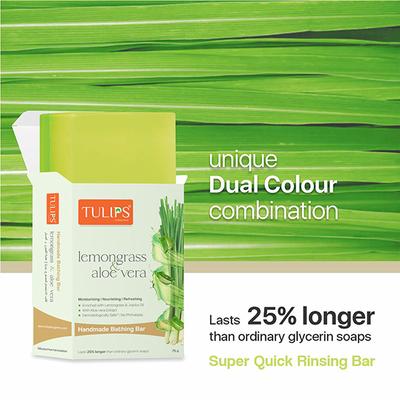 TULIPS Lemongrass and Aloe Vera Handmade Bathing Bar 125 gm - Soaps