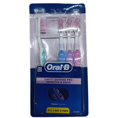 Oral-B Cavity Defense Pro Sensitive & Gums Tongue Cleaner Toothbrush Extra Soft (Buy 2 Get 2 Free) - Toothbrushes