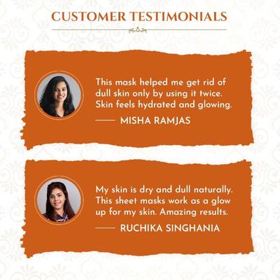 Khadi Essentials Ayurvedic Vitamin C & Hyaluronic Acid Serum Sheet Mask For Spot Removal & Hydrated Skin (Pack of 3) 100 gm - Sheet Masks