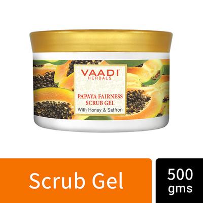 Vaadi Herbals Papaya Fairness Scrub Gel with Honey & Saffron 500 gm - Face Scrubs