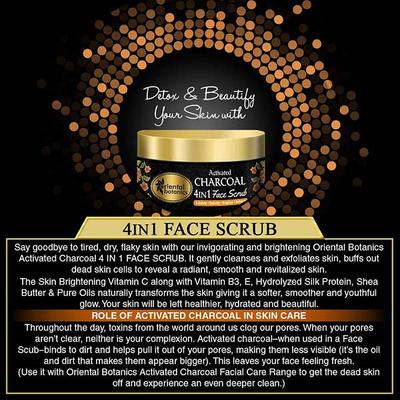 Oriental Botanics Activated Charcoal 4 In 1 Face Scrub 100 gm - Face Scrubs