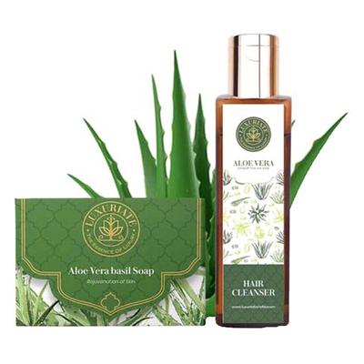 Luxuriate Gift Pack Aloe Vera and Basil Soaps and Aloe Vera Hair Cleanser Shampoo 325g 2's - Soaps