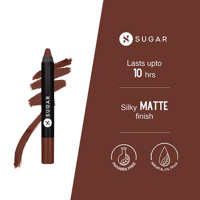 SUGAR Cosmetics Matte As Hell Crayon Lipstick - 26 Vianne Rocher (Deep Chocolate Brown) 2.8 gm - Lip Crayons
