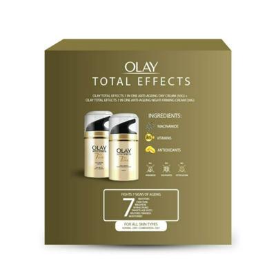 Olay Total Effects Day Cream 50gm + Olay Total Effects Night Cream 50gm - Slay All Day Pack 1's - Day Cream