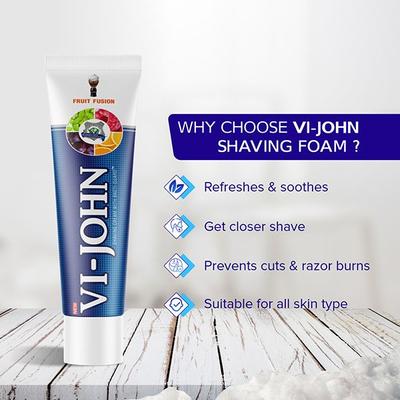 VI-John Shaving Cream Fruit Fusion with Tea Tree Oil and Bacti-Guard for All Skin Types 125 gm - Shaving Creams