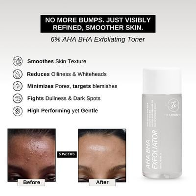 The Formularx 6% AHA BHA Exfoliator with 5% Glycolic and 1% Salicylic Acid for Whiteheads, & Rough Skin Texture 100 ml - Scrubs & Exfoliants