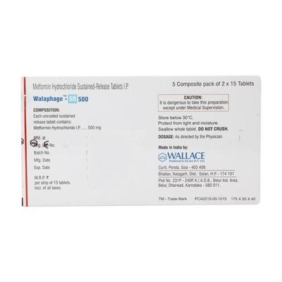 Walaphage SR 500mg Tablet 15'S - Diabetes-Ant