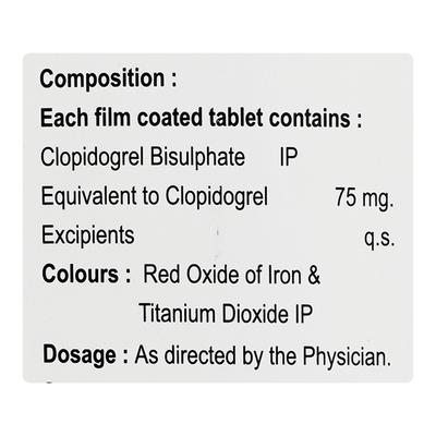 Clopiklot 75mg Tablet 10'S - Blood Clot-Ant