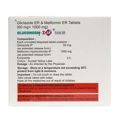 GLUCONORM Z XR FORTE 60 Tablet 10's - Diabetes-Ant