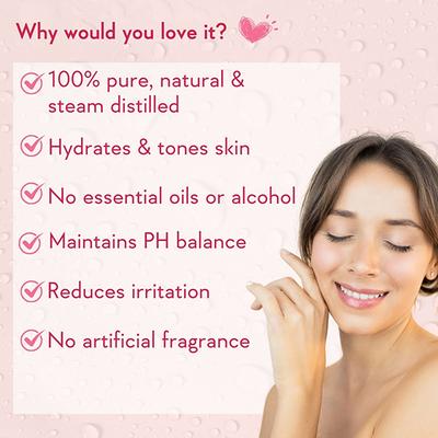 WishCare Pure & Natural Kannauj Rose Water For Skin Face & Hair - Rose Water Spray Face Toner 200 ml - Face Moisturizers