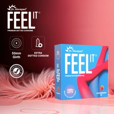 Dr. Morepen Feel It Condoms - Strawberry Flavour 3's - Plain/Flavoured Condoms