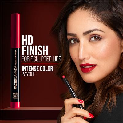Faces Canada Ultime Pro HD Intense Matte Lips + Primer - Bold Wine 11, 9HR Long Stay 1.4 gm - Lip Crayons