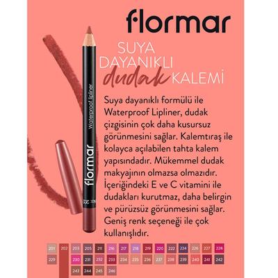 Flormar Waterproof Lipliner 202 Soft Pink Brown 1.14 gm - Lip Liners