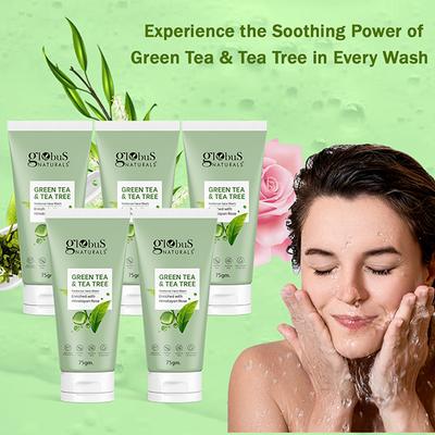 Globus Naturals Green Tea and Tea Tree Face Wash, 75gm each 5's - Face Wash & Cleansers
