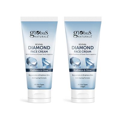 Globus Naturals Revival Diamond Face Cream, for Soft & Glowing Skin, Even Tones Skin, 100gm each 2's - Face Moisturizers
