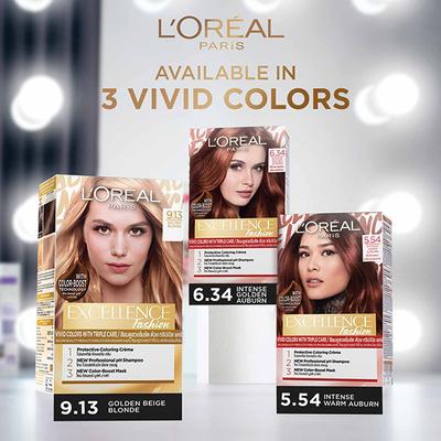 L'Oreal Paris Excellence Fashion Hair Color with Color Boost, 9.13 Golden Blonde 172 ml - Crème
