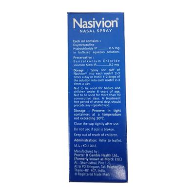 Nasivion Nasal Spray 10ml - Nasal Congestion-Nas