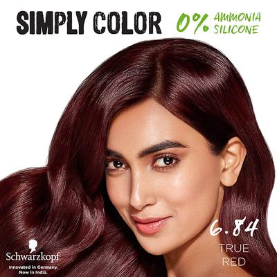 Schwarzkopf Simply Color Permanent Hair Colour 6.84 True Red 142.5 ml - Crème