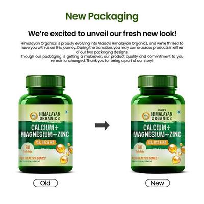 Vlado's Himalayan Organics Calcium+ Magnesium+ Zinc Vitamin D3,B12 & K2 Tablets 60's - Calcium And Minerals