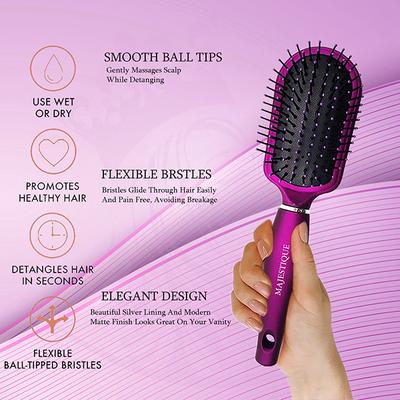 Majestique Purple Detangler Brush - Ultra-Soft Tipped Nylon, Glides Through Tangles 1's - Hair Brushes