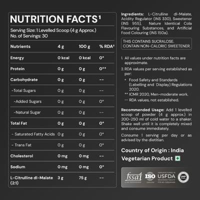 Nutrabay Gold Citrulline Malate Powder - Cola 120 g - Workout Essentials