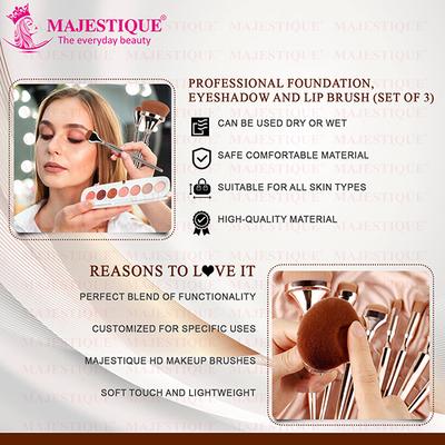Majestique Foundation, Eyeshadow, and Lips, Professional Makeup Brush Set, Luminous HD Brushes 1's - Face Brush