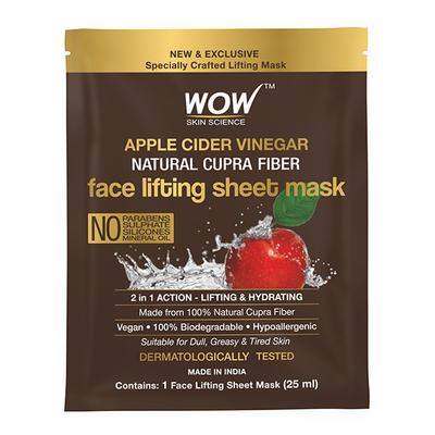WOW Skin Science Apple Cider Vinegar Natural Fiber Cupra Face Lifting Sheet Mask 25 ml - Sheet Masks