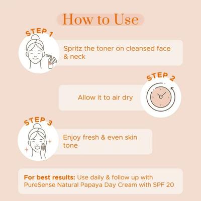 PureSense Natural Papaya Face Toner with Rose Water, Bamboo Water & Kakadu Plum for Daily Use 100 ml - Face Mists