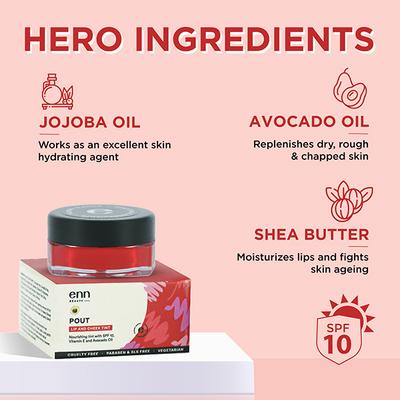 ENN Pout Lip And Cheek Tint With SPF 10 And Avocado Oil - Retro Red 5 gm - Blush Brush