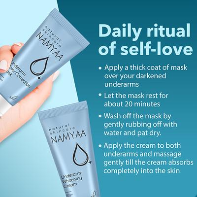 Namyaa Underarm Whitening Cream Kit for Dark Underarm and Uneven Tone with Vitamin C and Charcoal Extracts 100gm 2's - Intimate Hygiene