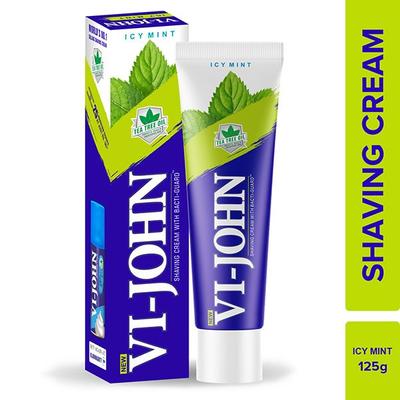 VI-John Shaving Cream Icy Mint with Tea Tree Oil and Bacti-Guard for All Skin Types 125 gm - Shaving Creams