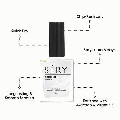 SERY Colorflirt Nail Paint- Pure Moon 10 gm - Nail Polish