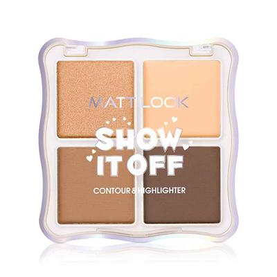 Matt Look Show it off Contour & Highlighter Combo Palette, All-In-1 Face Makeup Kit, Chestnut-02 18 gm - Contour