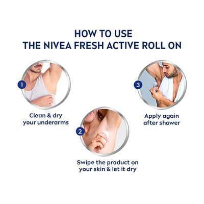 NIVEA FOR MEN FRESH ACTIVE ROLL ON 72H 50 ml - Men Deodorants/Roll-Ons