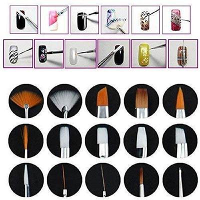 Bronson Professional Nail Art Kit Brush Set Acrylic Uv Polish Brushes Tool Kit 15's - Nail Art