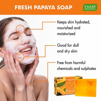 Vaadi Herbals Handmade Soap - Fresh Papaya 75 gm - Soaps