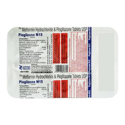 PIOGLIZONE M 15 Tablet 10's - Diabetes-Ant