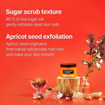 Kundal Macadamia and Sugar Body Scrub Cherry Blossom 550 gm - Shower Gels & Body Wash