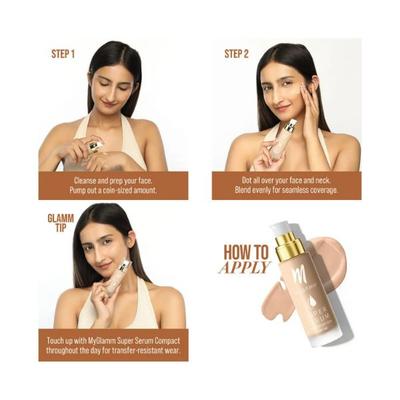 MyGlamm Super Serum Foundation SPF 30-202W Sunny 33gm - Foundation