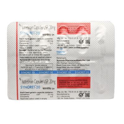 SYNORET 20 Capsule 10's - Acne-Acn