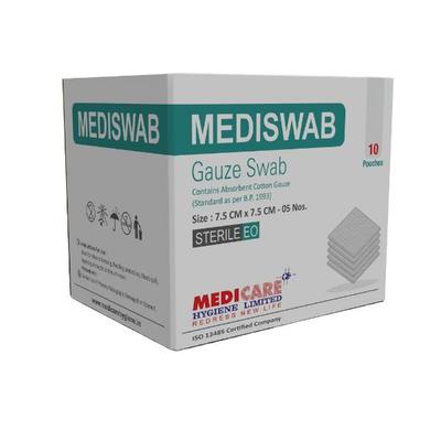 Medica Mediswab Gauze Swab 7.5 cm x 7.5 cm x 12 PLY 5's - Bandages & Dressings
