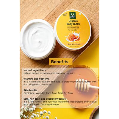 Organic Harvest Body Butter Cream with Honey & Milk, Natural Body Butter Cream for Women with Dry, Itchy, All Skin Types 100 gm - Shower Gels & Body Wash