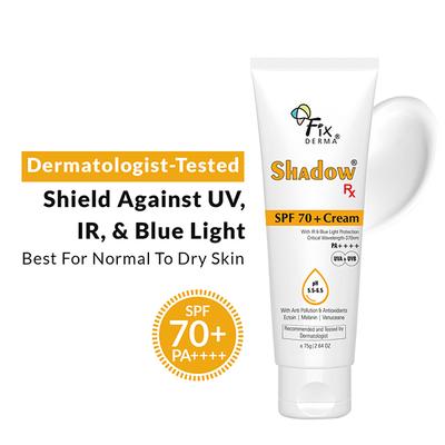 Fixderma Shadow RX Sunscreen SPF 70+ Cream Sunscreen for Dry Skin 75 gm - Body Sunscreen