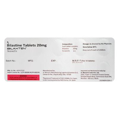 BILAXTEN 20 Tablet 20's - Allergies-Ant