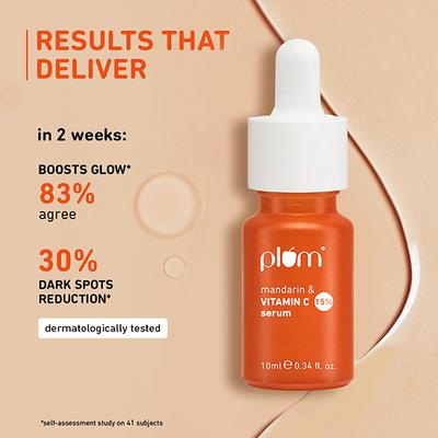 Plum 15% Vitamin C Face Serum, Boosts Glow, Dark Spots and Hyperpigmentation 10ml - Face Serum