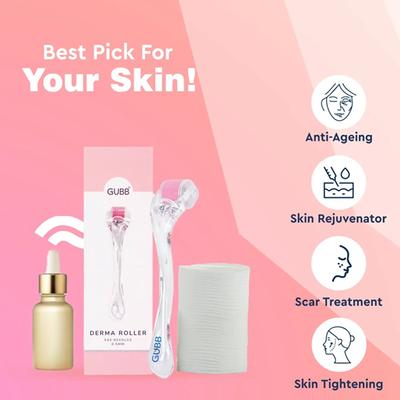 GUBB Derma Roller 0.5mm - Transparent Pink 72 gm - Derma Rollers