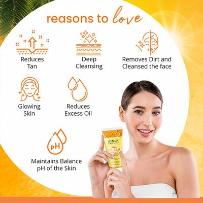 Globus Naturals De Tan Face Wash, Enriched with Neem & Aloe Vera, Tan Removal, 100gm each 2's - Face Wash & Cleansers