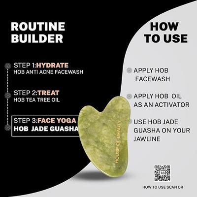 House of Beauty Jade Guasha Kit For Double Chin, Jawline, Cheek Bones & Nose Contouring (3 Pcs) 1's - Face Oils