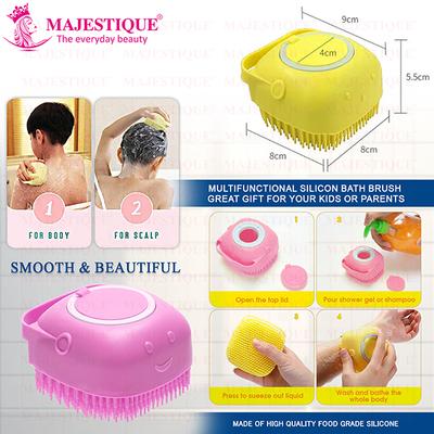 Majestique Silicone Body Scrubber with Bath Belt, Suitable for All Skin Cleaning - Multicolor 1's - Bath Tools